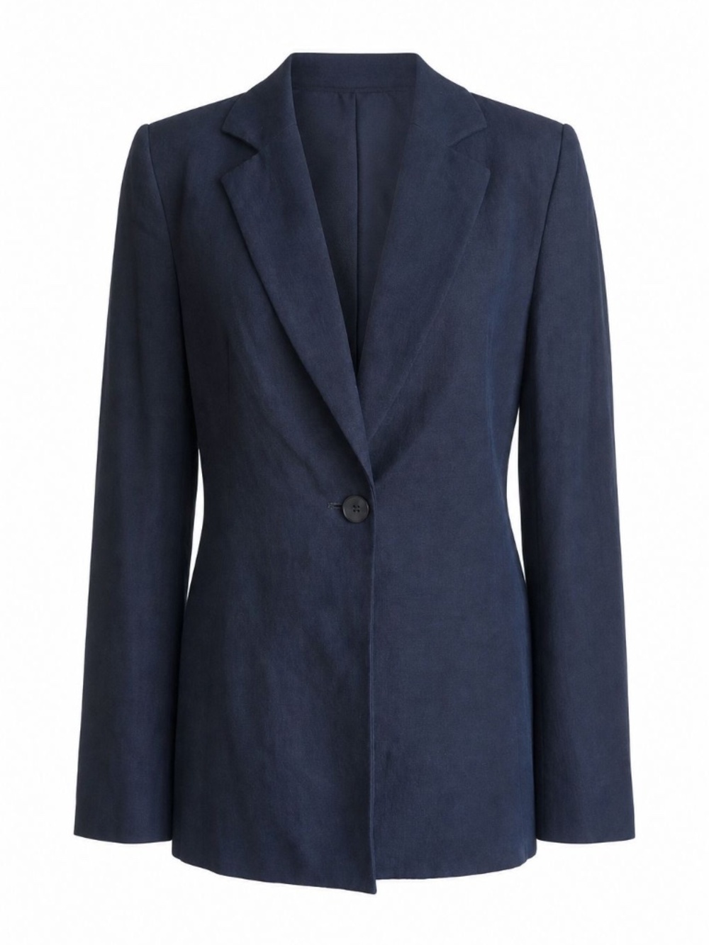 Philippe Adec Navy Linen Blend Single Button Tailored Blazer Size 4